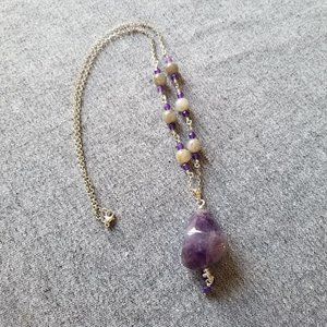 Amethyst and Labradorite Sterling Silver gemstone necklace, unique, handmade